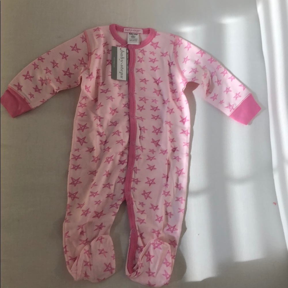 Baby steps - pink star footie -NWT